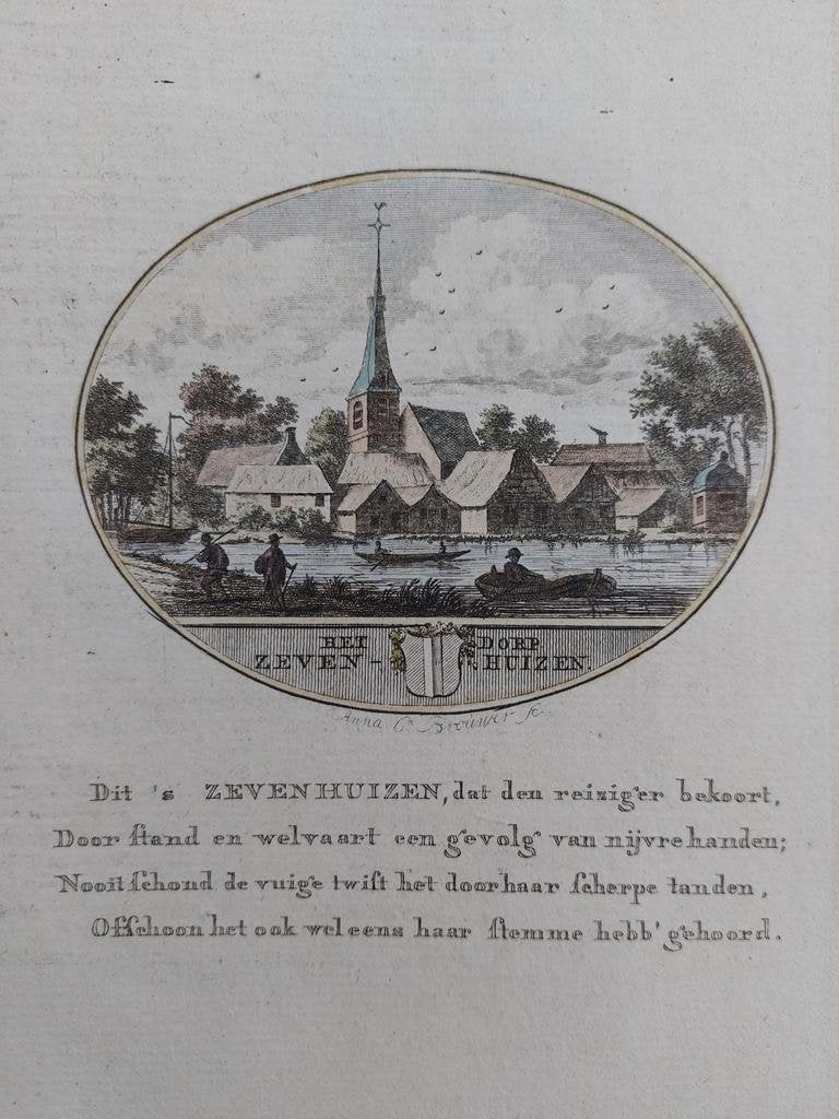45 / Zevenhuizen Moerkapelle Gravure 18de eeuw Ollefen, Ophalen of Verzenden