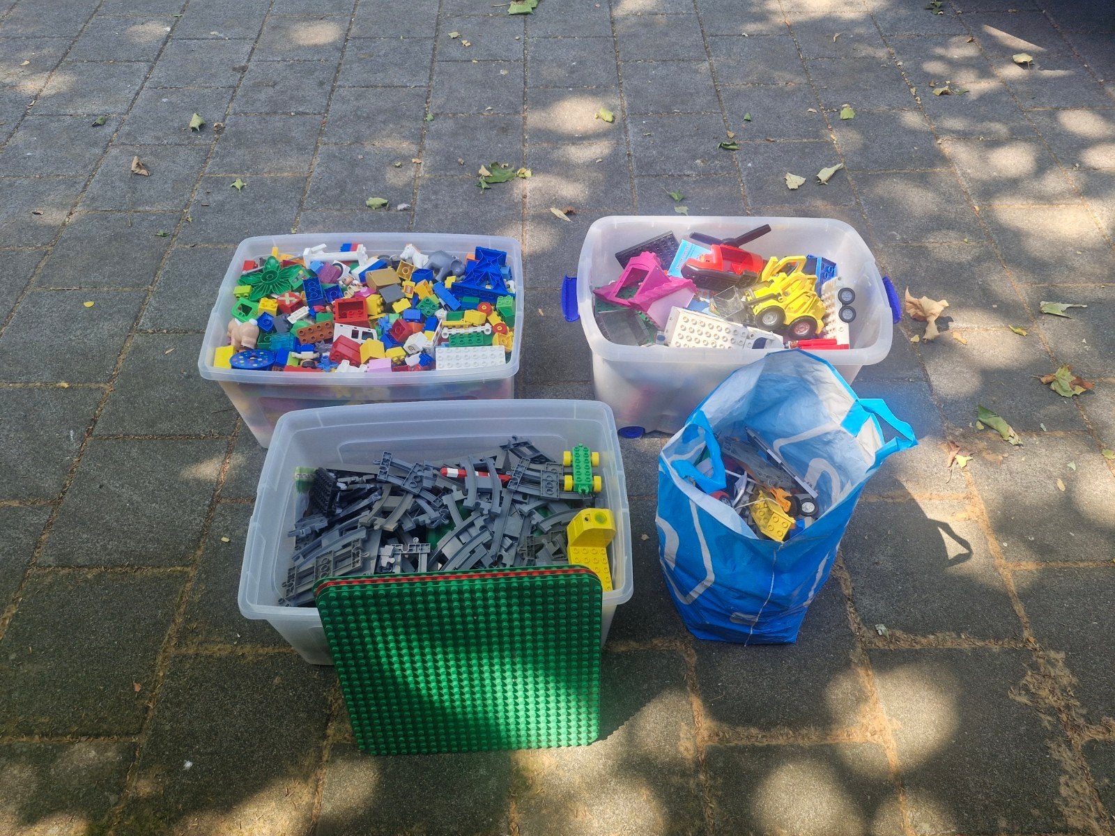 Grote partij Duplo met rails en grondplaten, Ophalen, Gebruikt, Inclusief extra onderdelen, Duplo