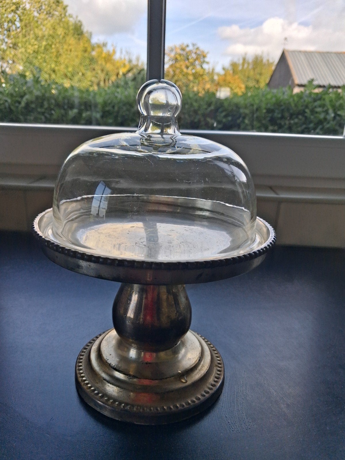 Vintage taartplateau met glazen stolp, Ophalen