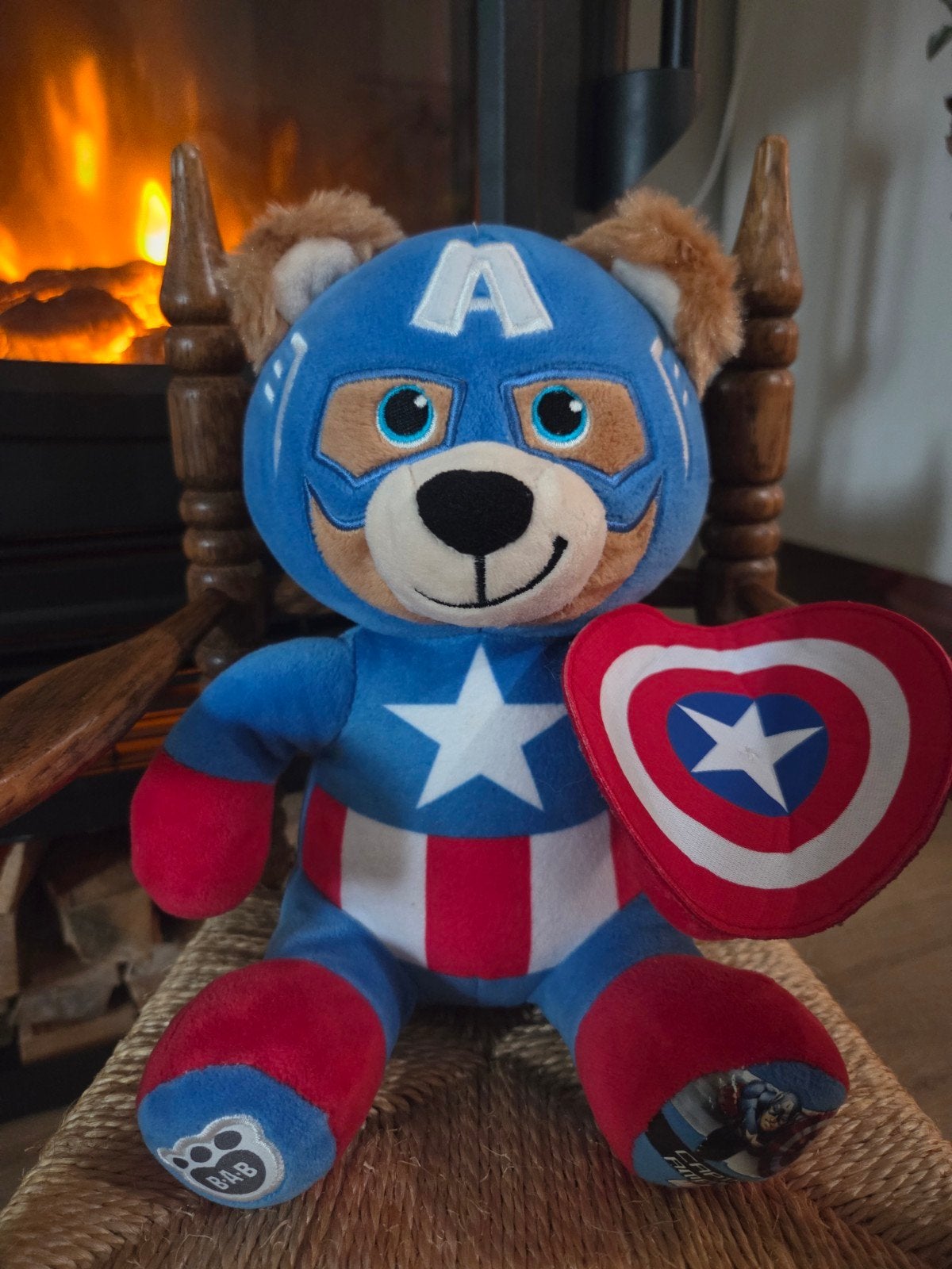 Build-A-Bear Captain America Knuffel - 21 cm, Overige karakters, Beer, Blauw, Ophalen of Verzenden