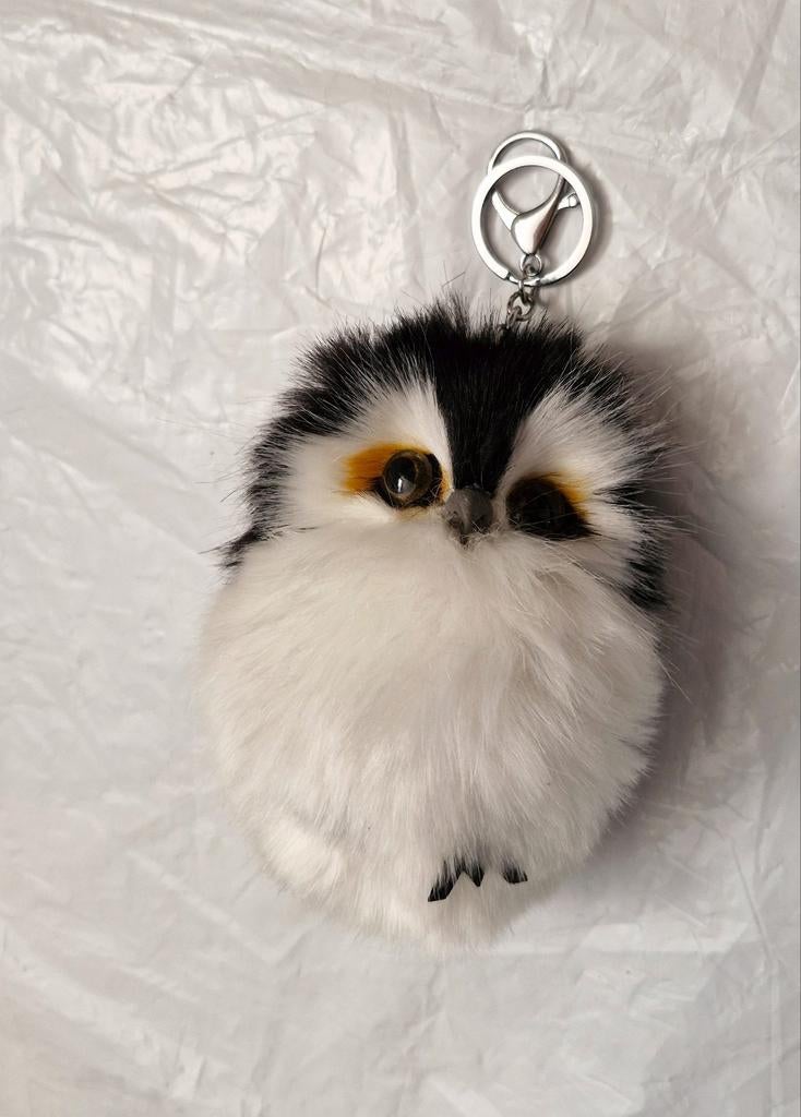 Fluffy Uil Sleutelhanger - Zwart Wit Pluche, Ophalen of Verzenden, Nieuw