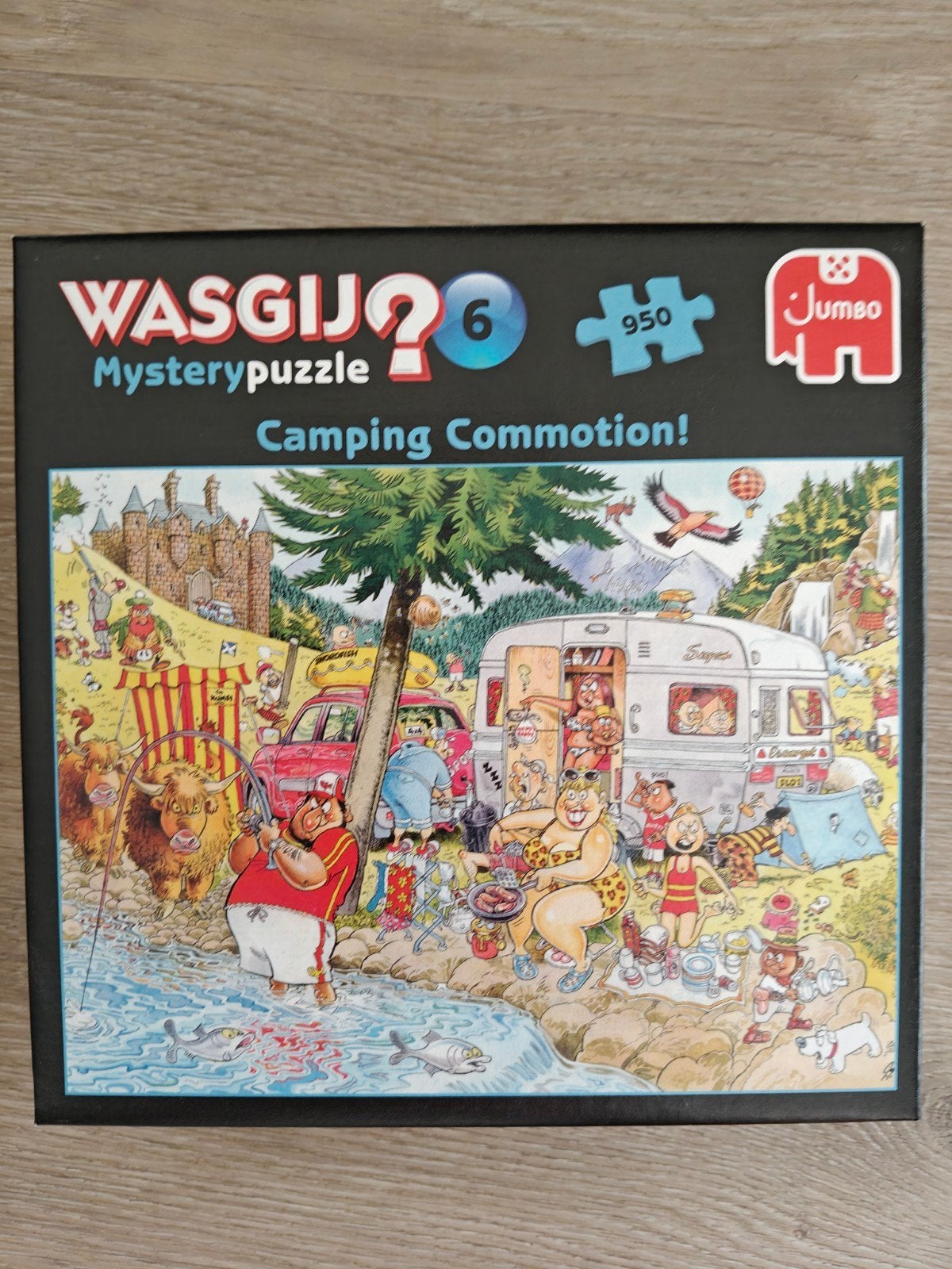Wasgij Mystery Puzzel 6: Camping Commotion! 950 stukjes, Ophalen of Verzenden, 500 t/m 1500 stukjes, Zo goed als nieuw, Legpuzzel