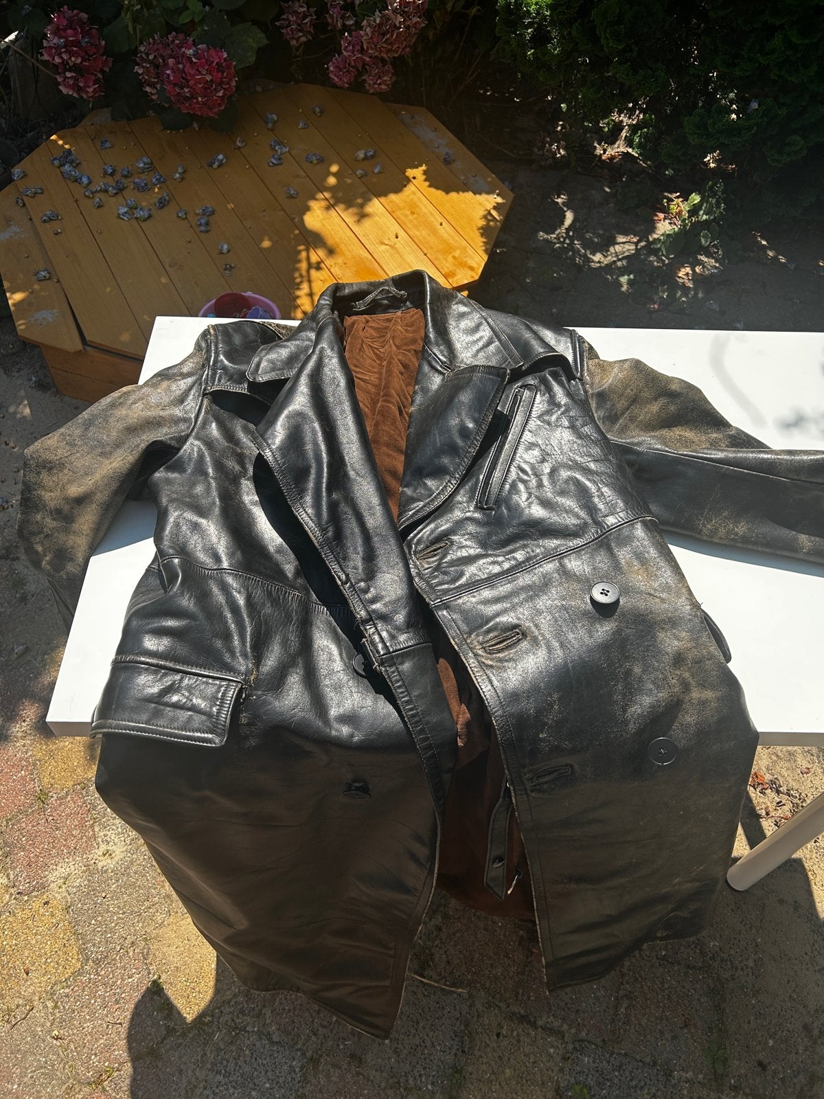 Vintage Leren Jas - Zwart, Gedragen Look, Ophalen of Verzenden, Gedragen, Overige maten, Zwart