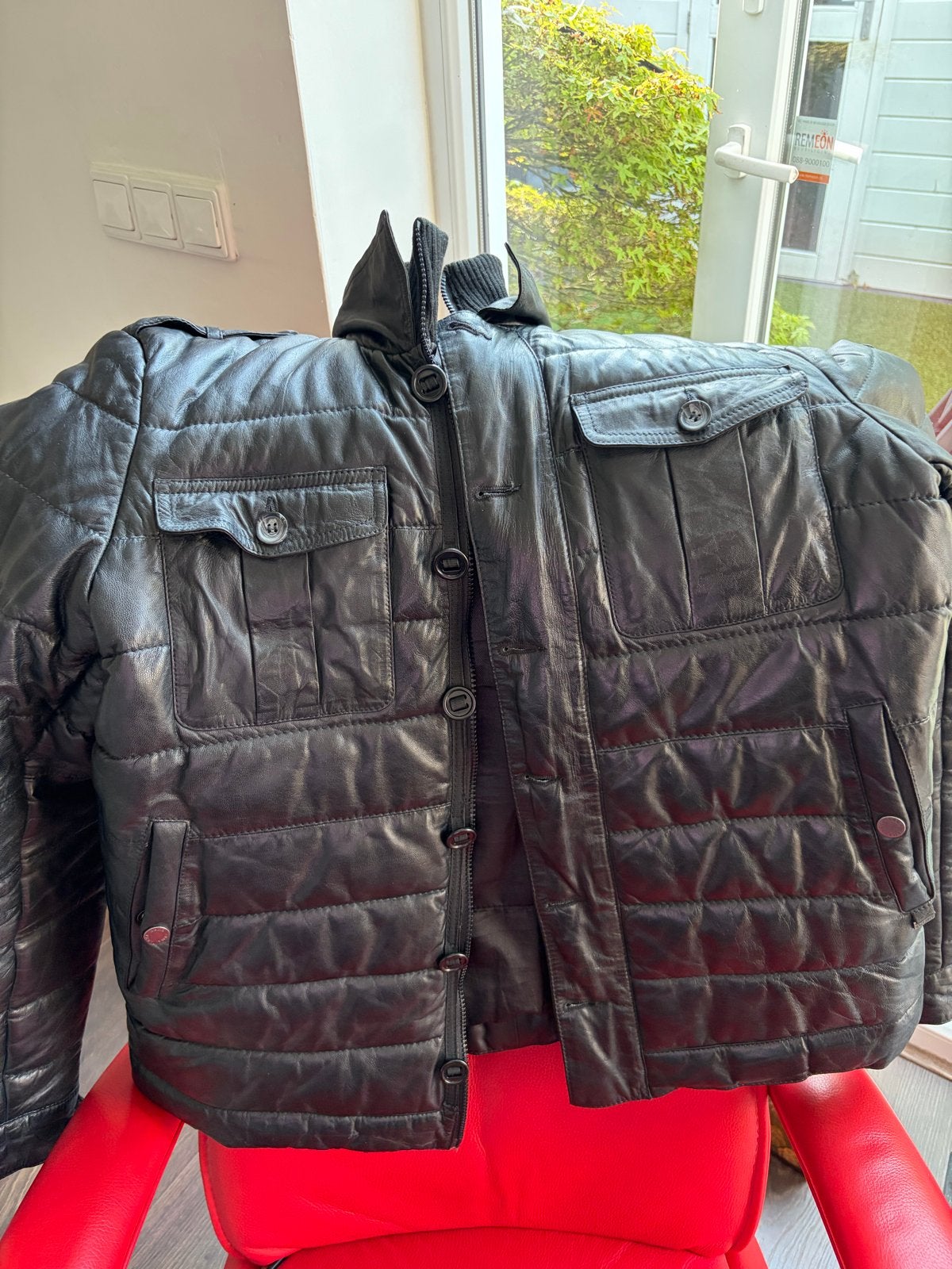 ARMA Collection Leren Gewatteerde Jas Zwart Maat 54, Kleding | Heren, Jassen | Winter, Ophalen of Verzenden, Zo goed als nieuw