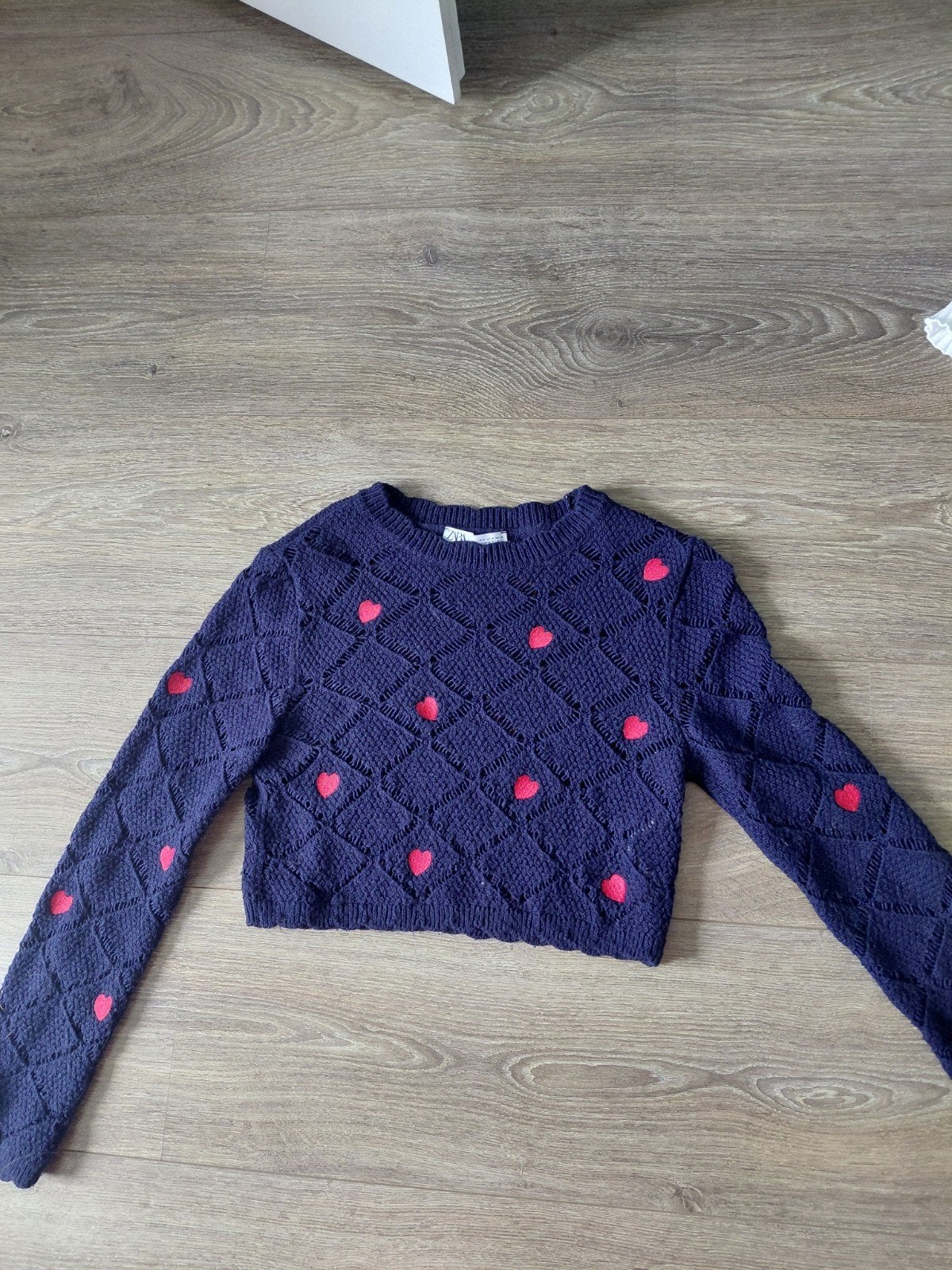 Blauwe hartjes trui van de Zara, Maat 38/40 (M), Blauw, Zara, Ophalen of Verzenden