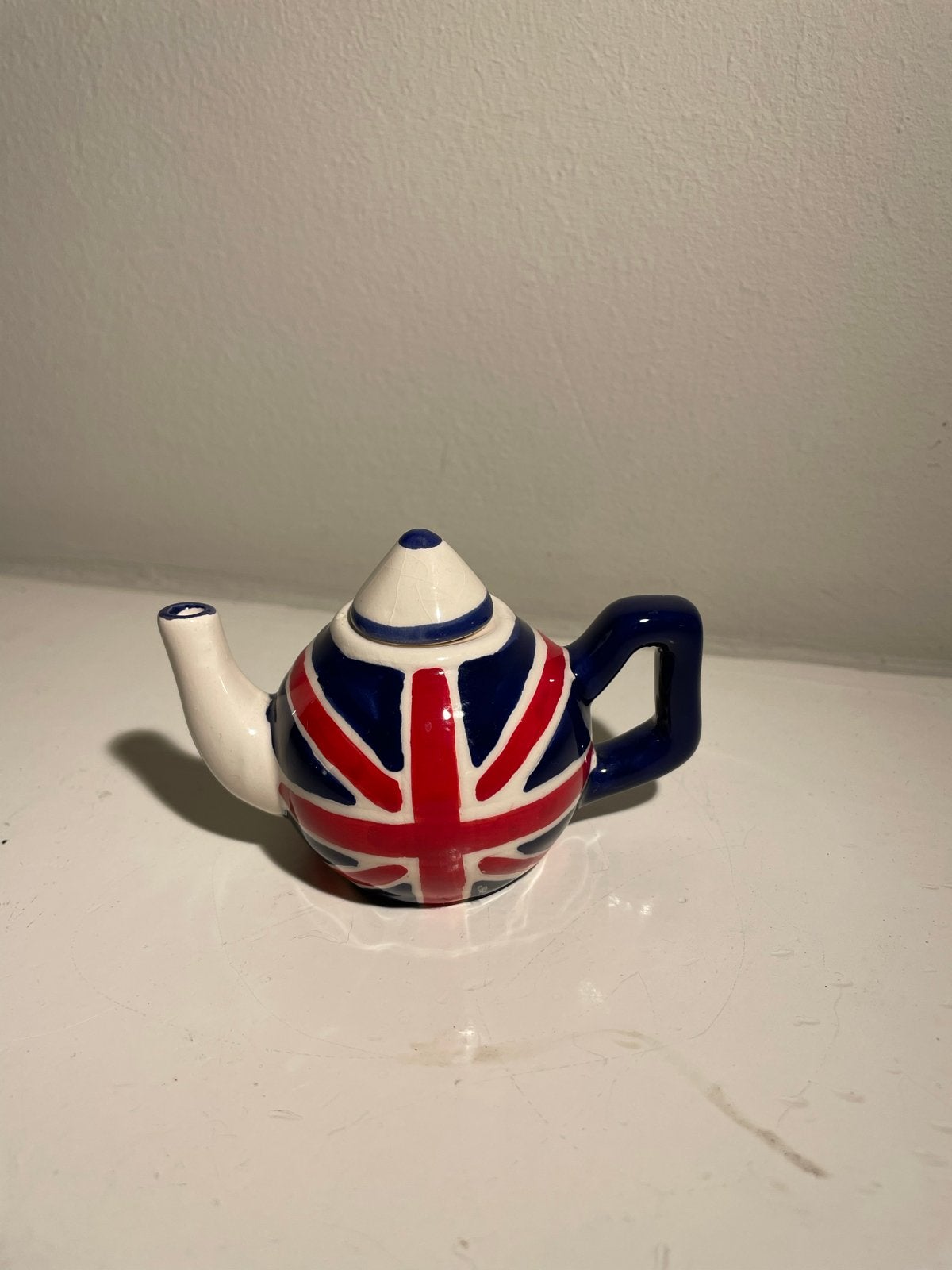 Mini theepotje Union Jack - decoratie, Theepot/fluitketel, Gebruikt, Ophalen of Verzenden, Steen/keramiek
