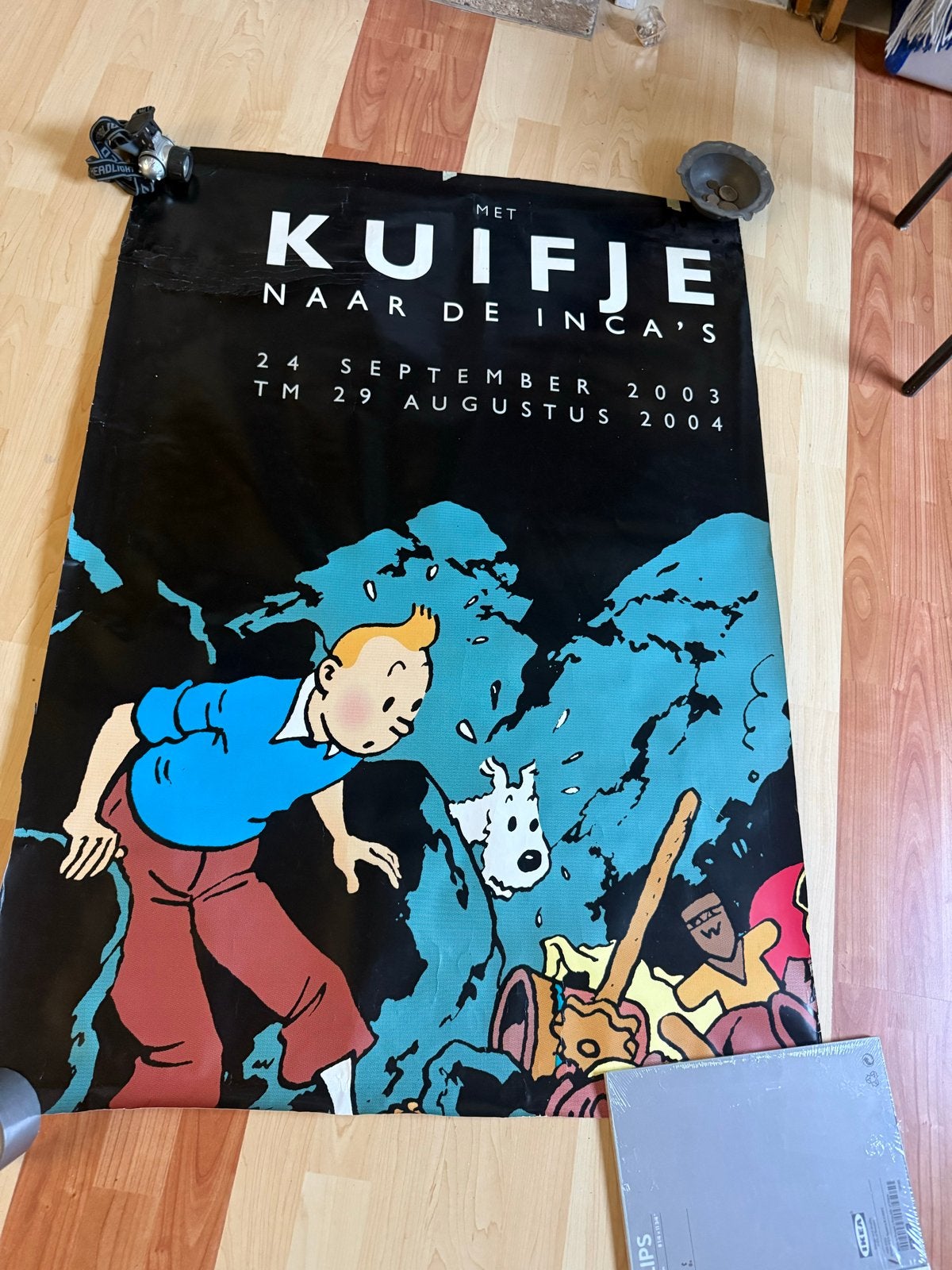 Unieke Kuifje poster uit 2003/2004 - Naar de Inca's, Ophalen of Verzenden, Gebruikt