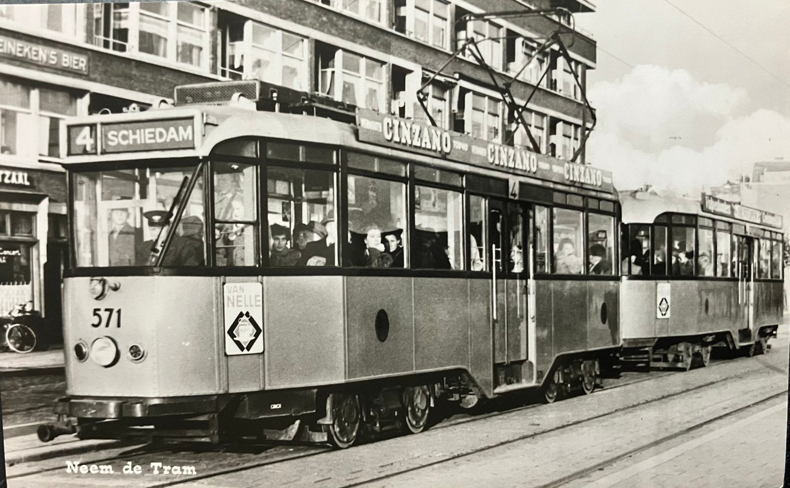 Ansichtkaart RET Tram Lijn 4 in Schiedam-Rotterdam 1972, Ophalen of Verzenden, 1960 tot 1980, Zo goed als nieuw, Overige onderwerpen