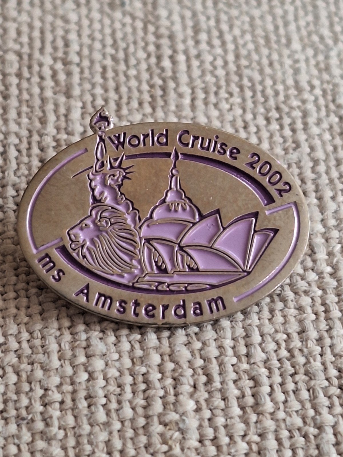 Scheepvaart: Holl.America Line, M.S.AMSTERDAM  World Cruise, Verzenden, Zo goed als nieuw, Merk, Speldje of Pin