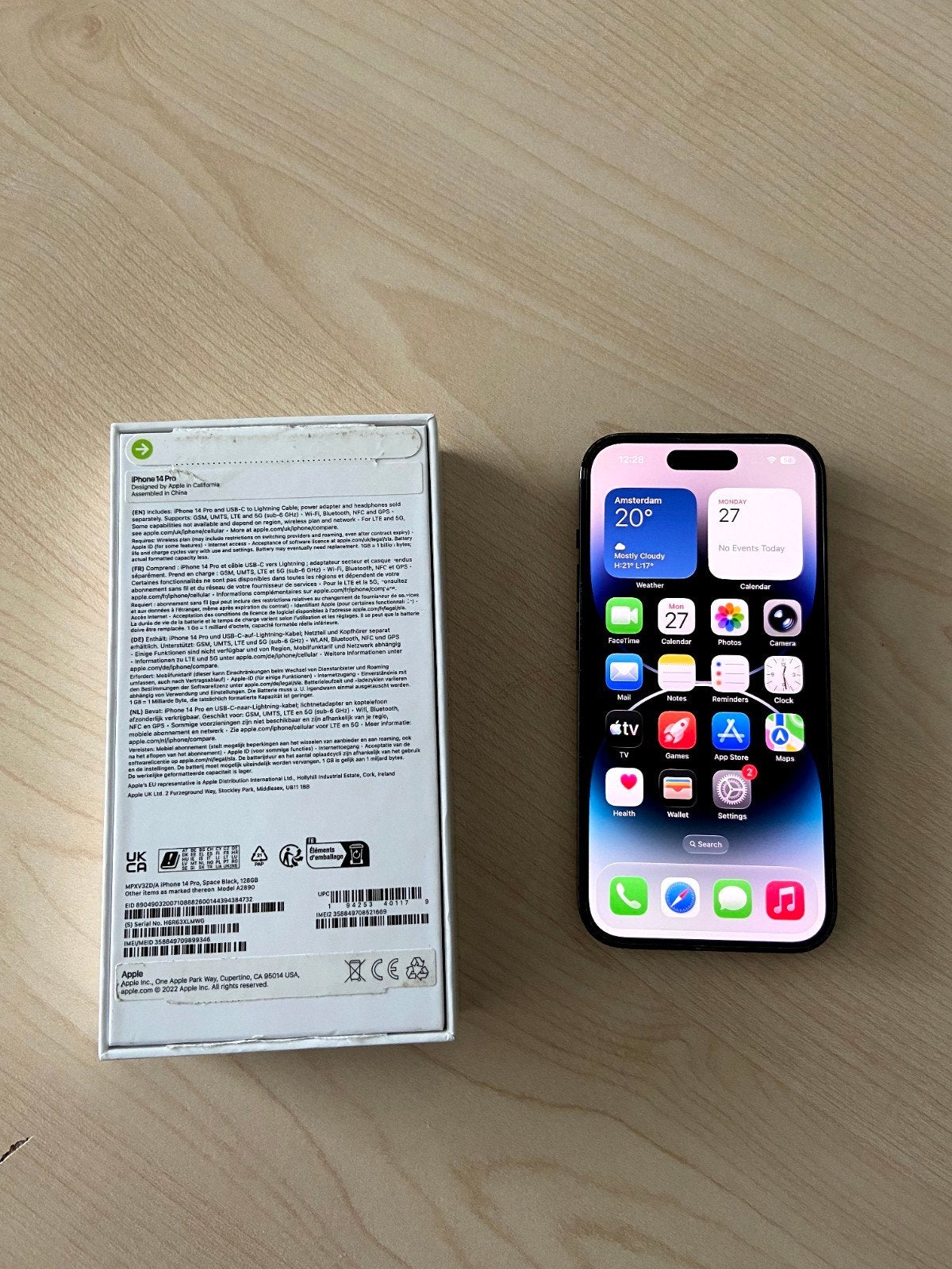 Apple iPhone 14 Pro 128GB Space Black – 100% batterij, Ophalen, Zwart, Zo goed als nieuw, Zonder simlock