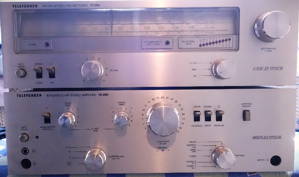 Telefunken TA 350 versterker met TT 350 Tuner, Ophalen, Gebruikt, Minder dan 60 watt, Overige merken