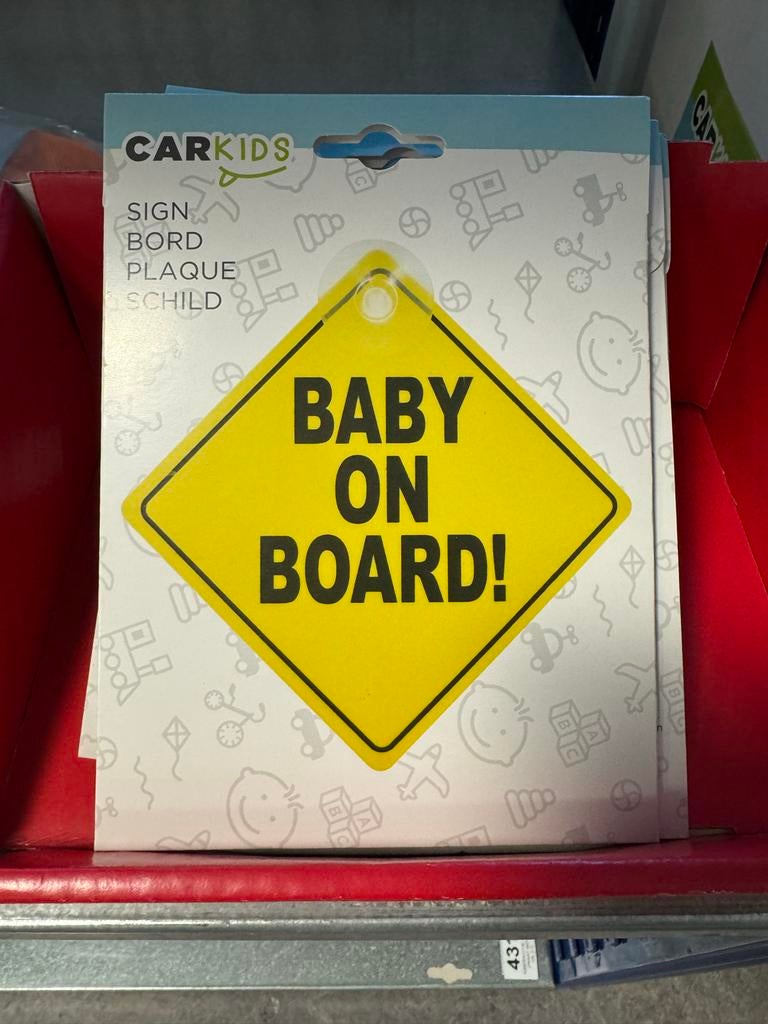 Baby on Board bord voor in je auto, Ophalen of Verzenden, Nieuw
