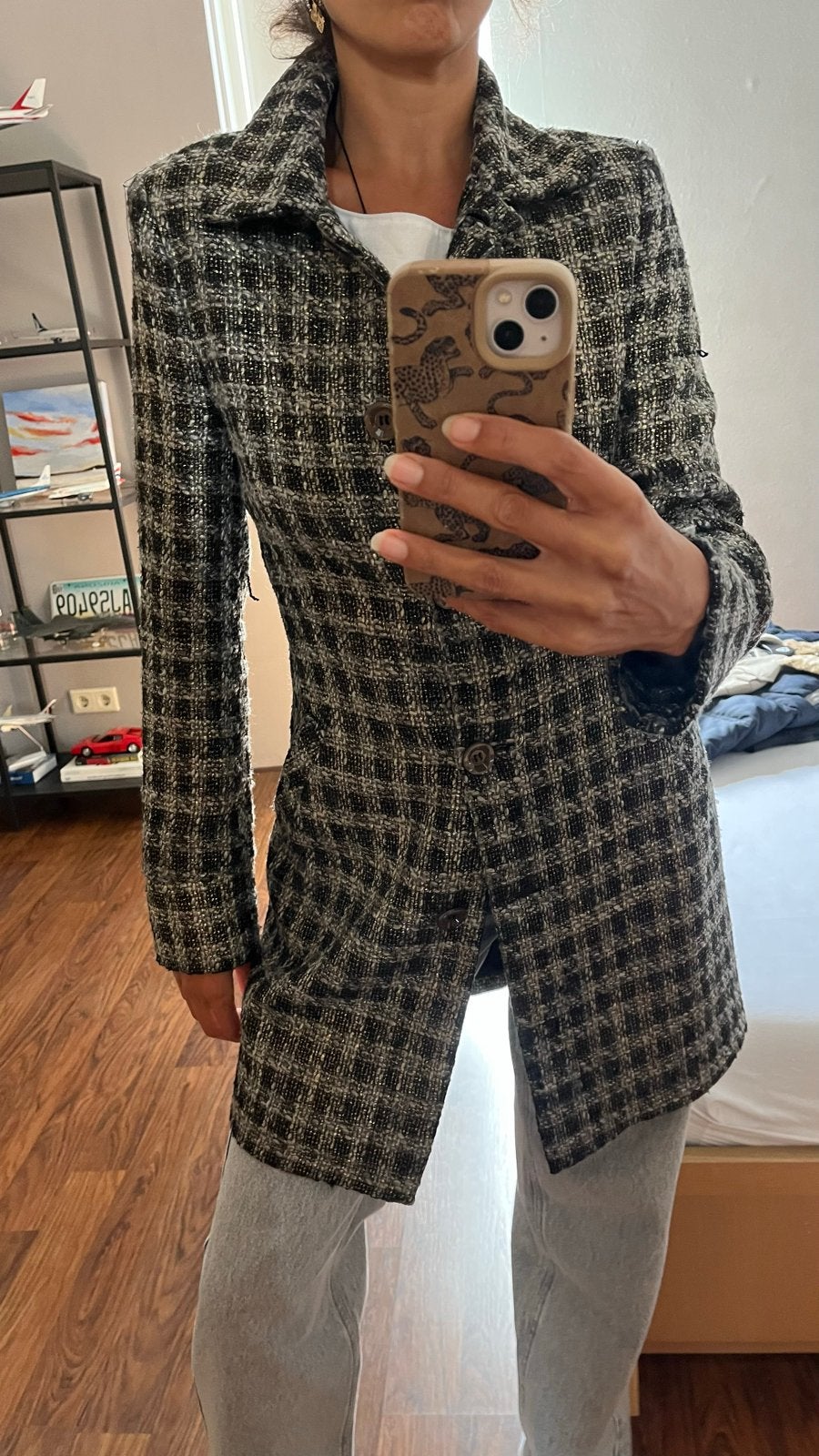Guess by Marciano geruite jas, Ophalen of Verzenden, Zo goed als nieuw, Maat 36 (S), Zwart