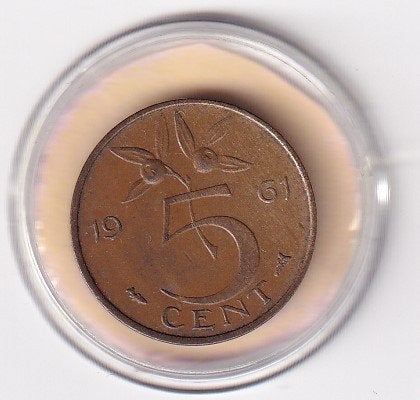 5 Cent 1961 Zeer Fraai met Diverse Muntkleuren, Postzegels en Munten, Munten | Nederland, Verzenden, Koningin Juliana, 5 cent