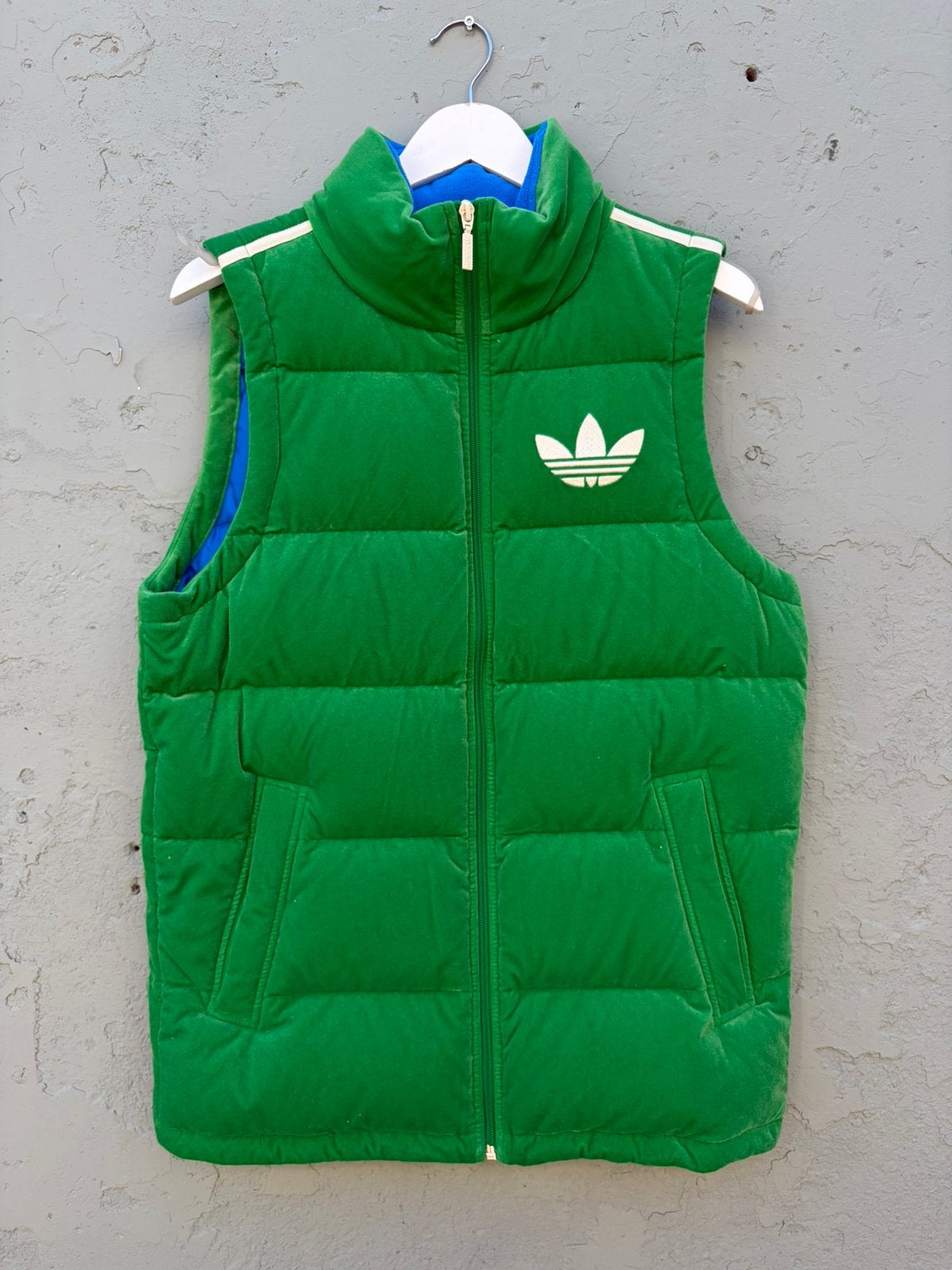 Adidas bodywarmer gilet vest jas velvet duck down feather, Ophalen of Verzenden, Zo goed als nieuw, Maat 38/40 (M), Blauw