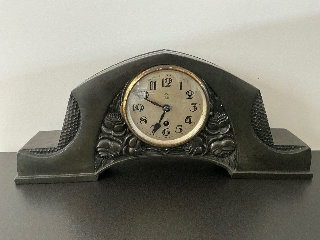 Art Deco Klok brons/metaal jaren 30, Verzenden
