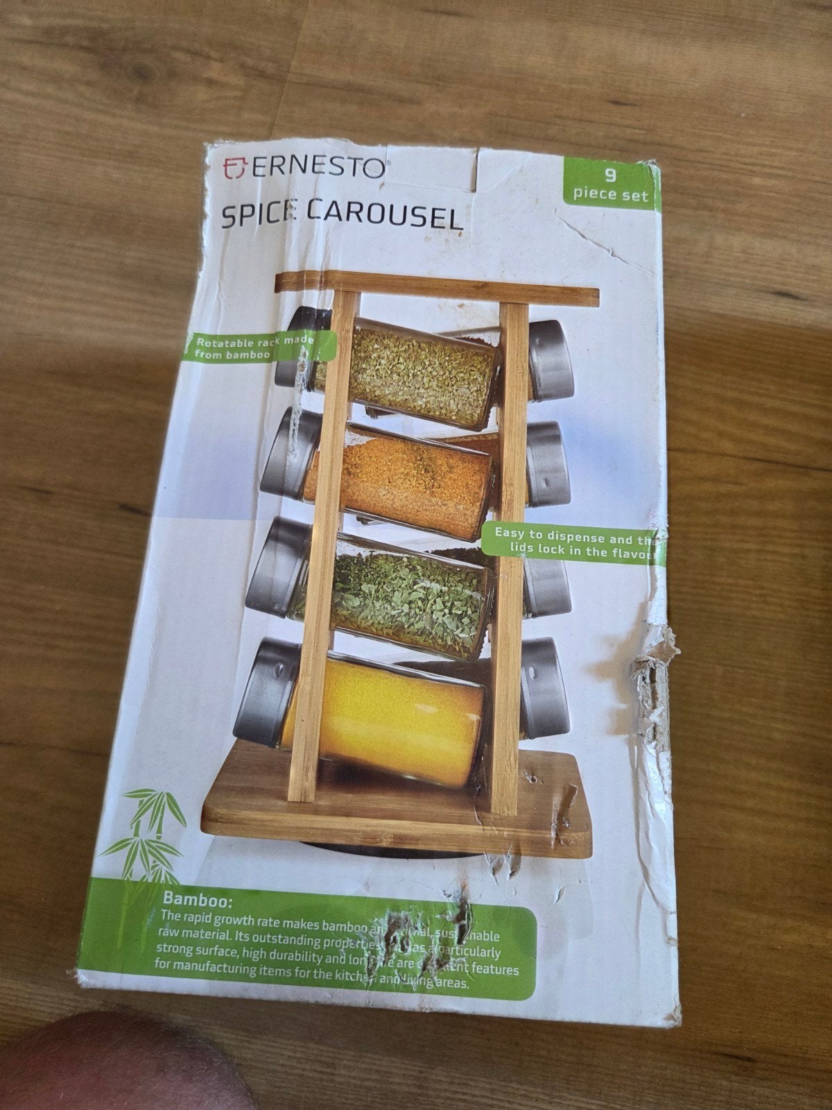 Ernesto Kruidenrek Bamboe met 8 Glazen Potjes, Ernesto, Overige typen, Hout, Nieuw