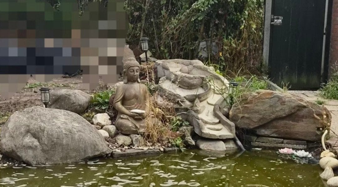 Werkende beekloop voor vijver met pomp en natuurstenen, Tuin en Terras, Ophalen, Gebruikt