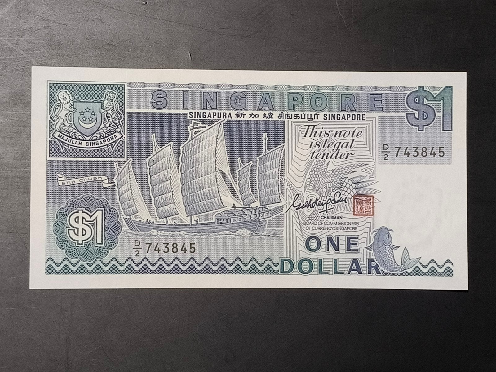 Singapore 1 dollar 1987 UNC, Ophalen of Verzenden, Zuidoost-Azië