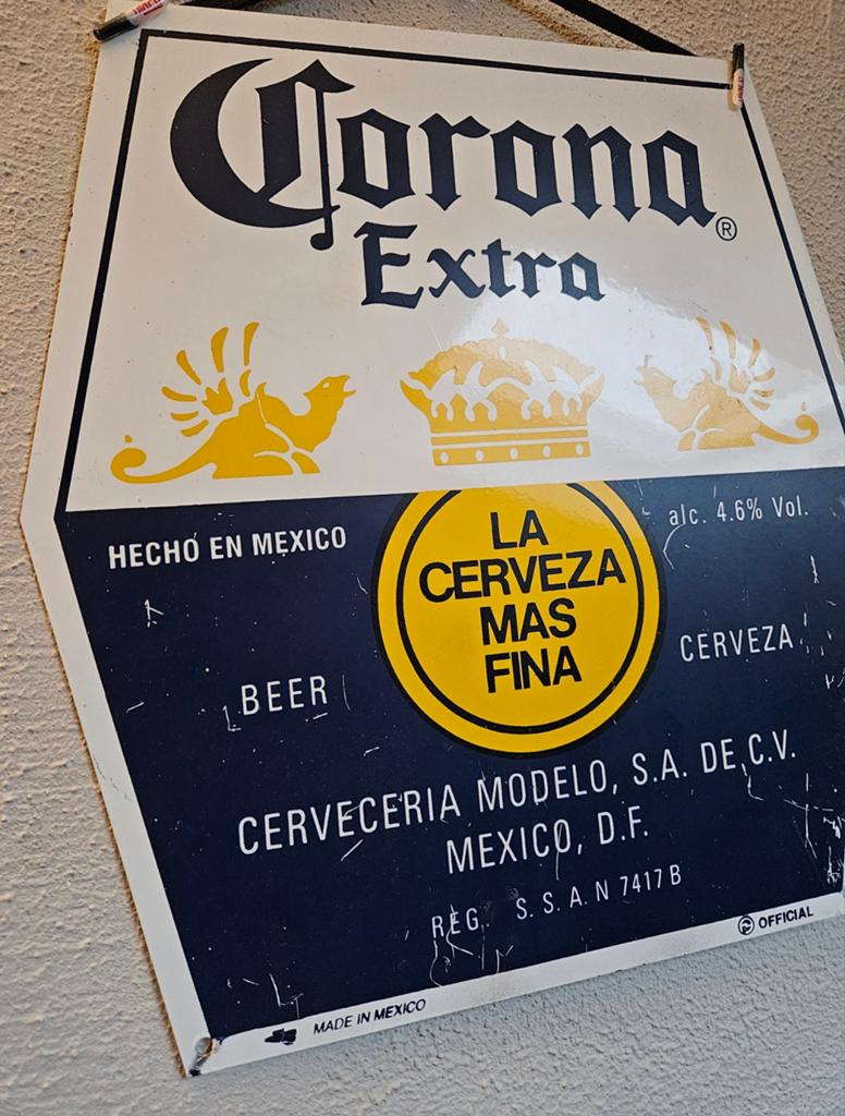 Corona Extra Reclamebord - La Cerveza Mas Fina, Ophalen of Verzenden, Gebruikt, Reclamebord, Plaat of Schild, Overige merken
