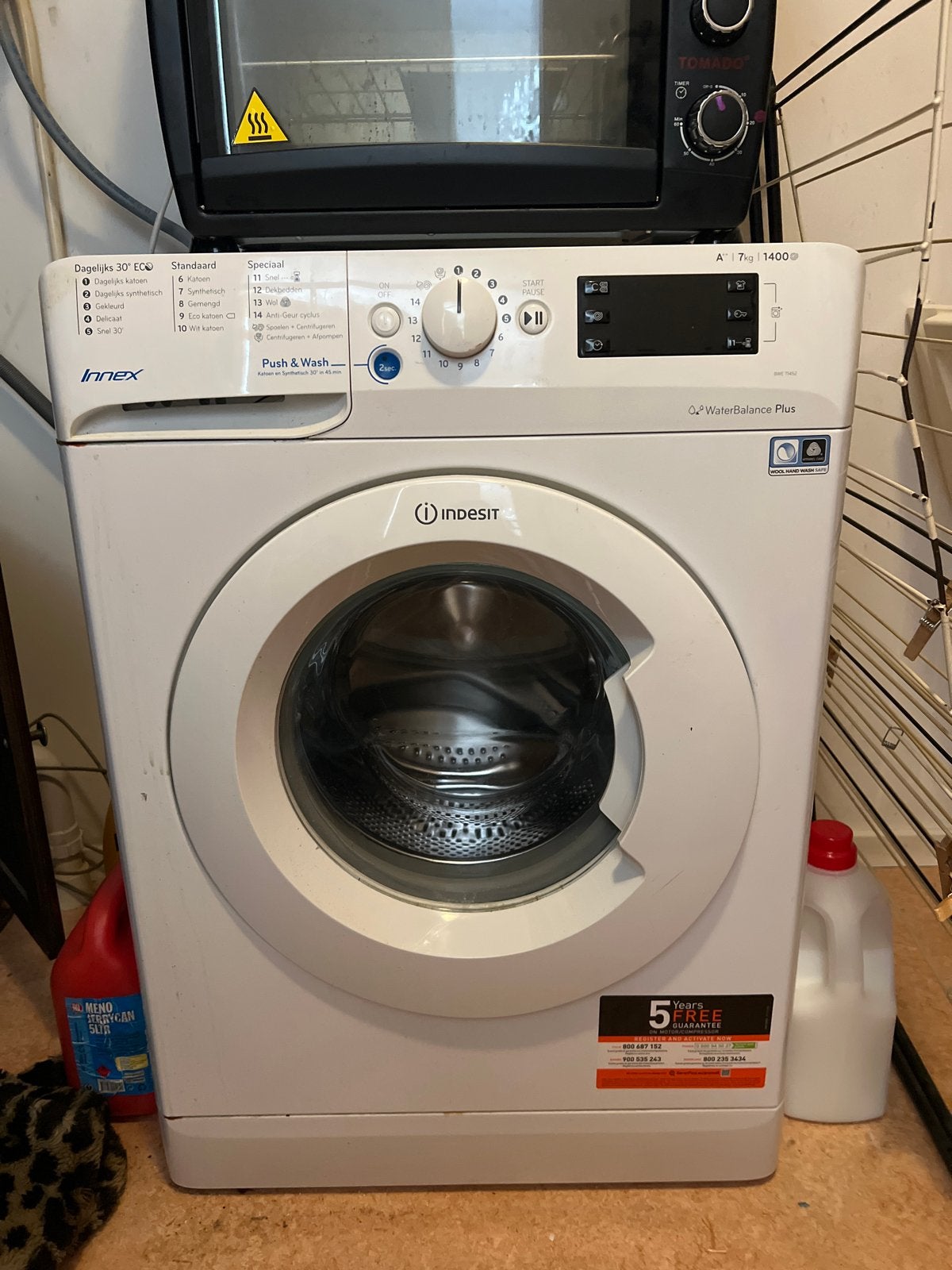 Goedwerkende Indesit wasmachine - snel ophalen!, Ophalen, Gebruikt, Voorlader, Wolwasprogramma
