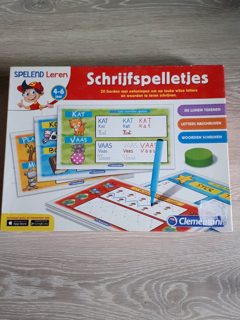 Spelend leren, clementoni schrijfspelletje, Ophalen of Verzenden, Gebruikt, Taal en Lezen