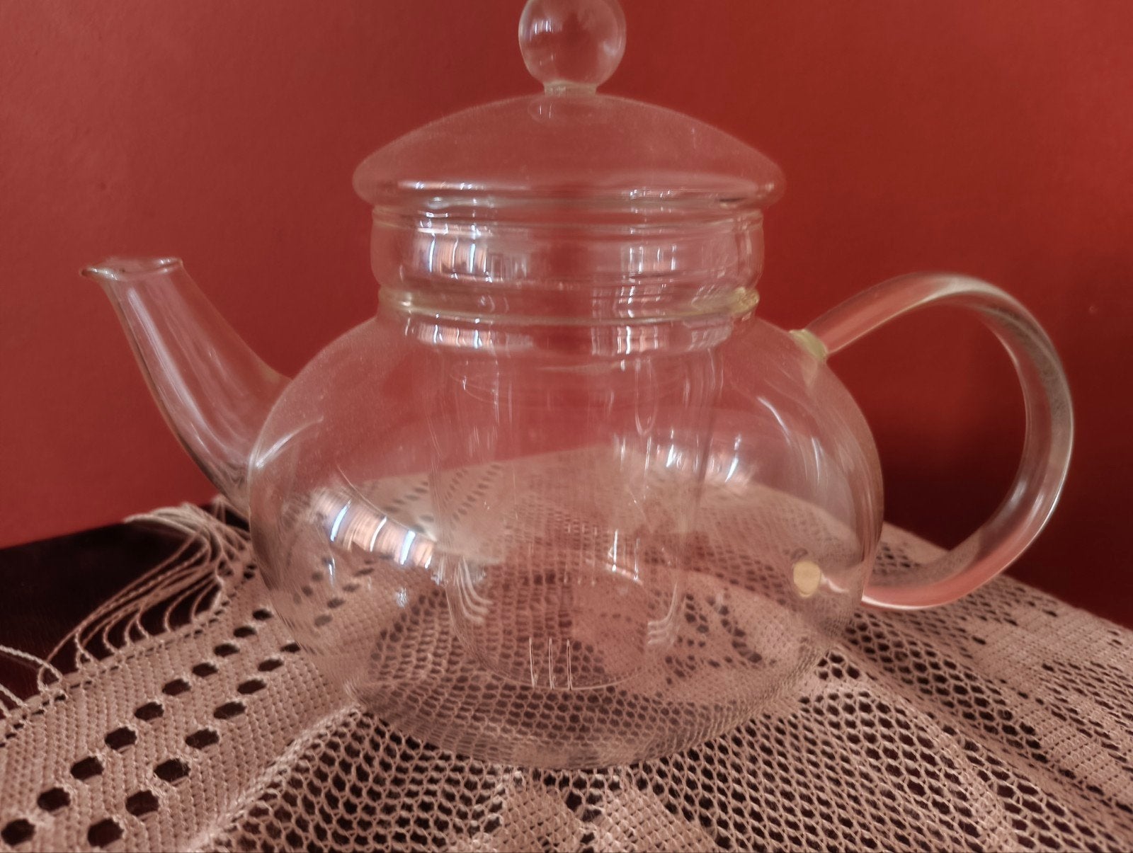 Vintage Glazen Theepot met Losse Thee Inzet, Theepot/fluitketel, Ophalen, Zo goed als nieuw, Glas