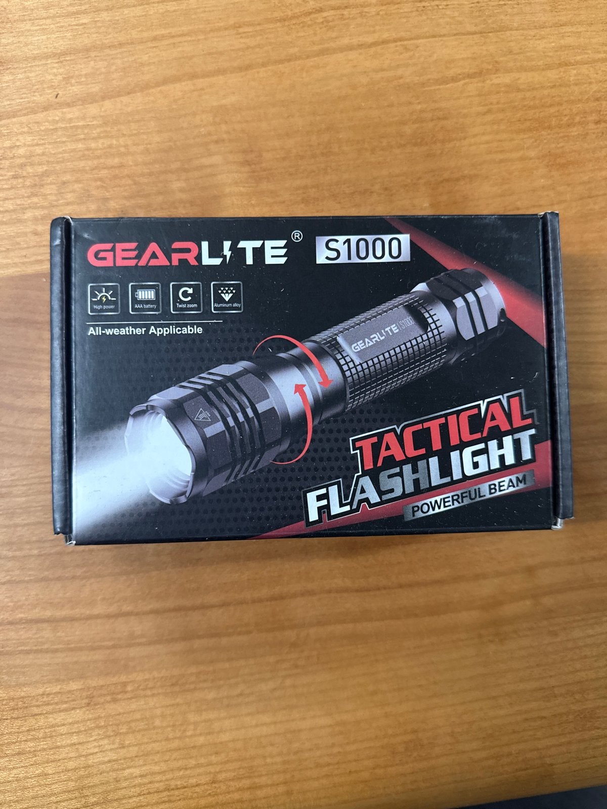 Zaklamp Gearlite S1000 - Krachtige Tactische Zaklamp, Ophalen of Verzenden, Nieuw, Batterij