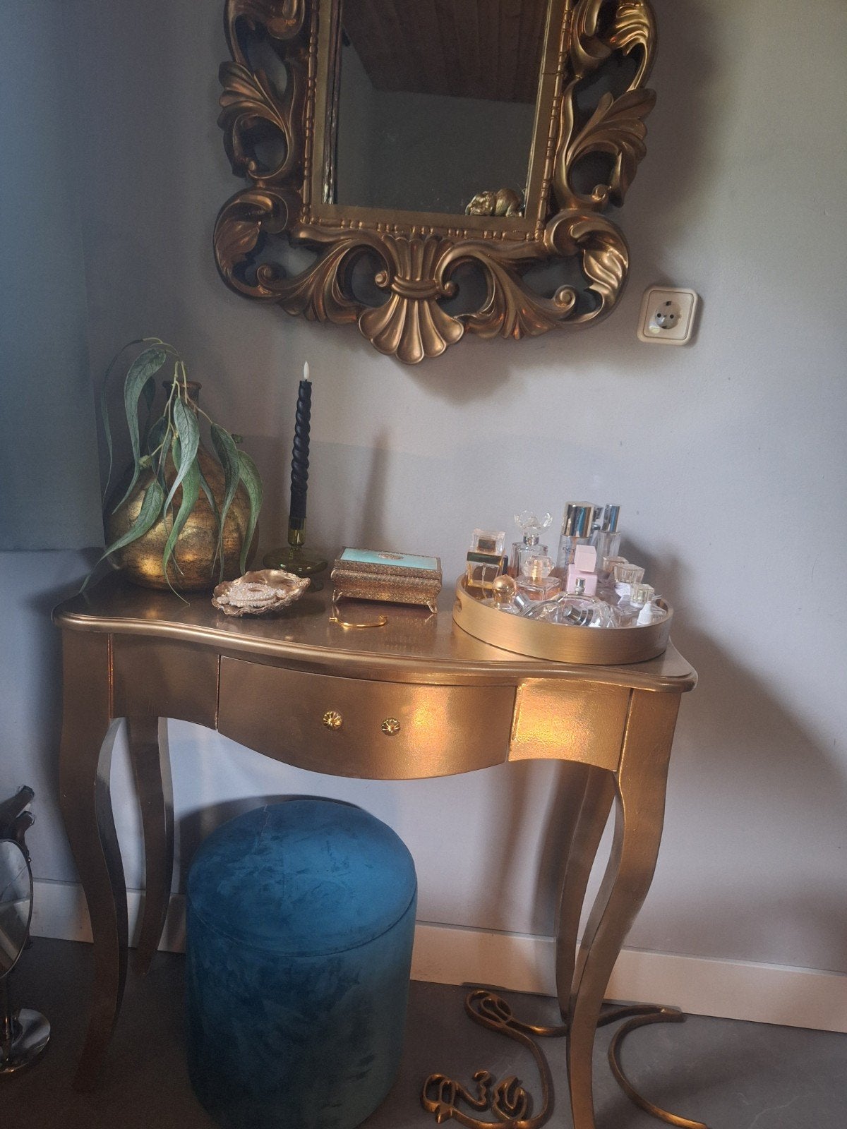 Barok style sidetable 85 cm, Ophalen, Gebruikt, 50 tot 100 cm, 25 tot 50 cm