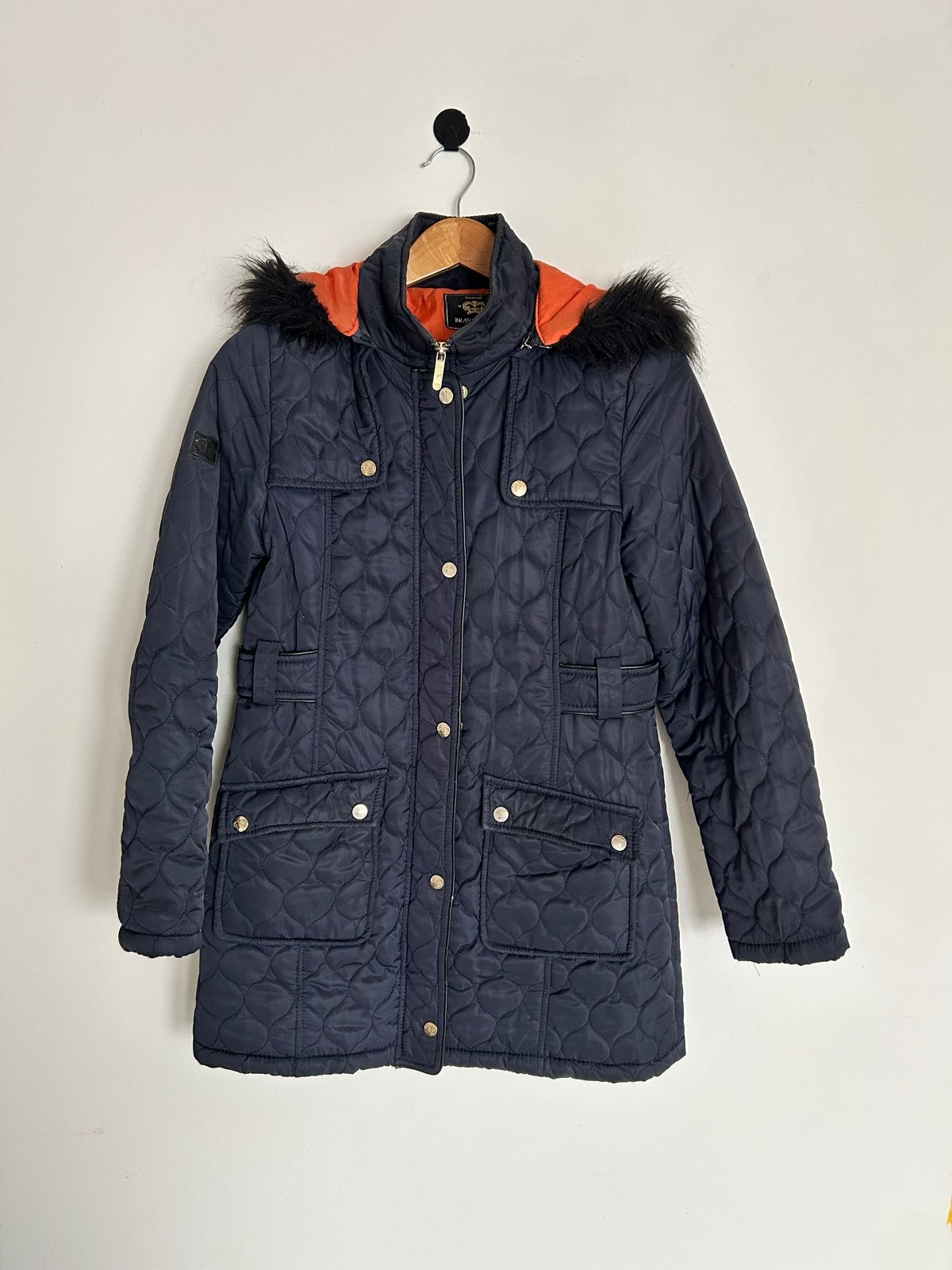 Brave Soul gewatteerde jas met capuchon - Maat S, Ophalen of Verzenden, Zo goed als nieuw, Maat 36 (S), Blauw