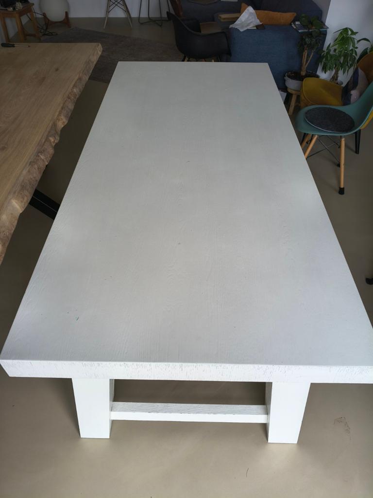 Witte eettafel 220x100x78 cm, Huis en Inrichting, Tafels | Eettafels, Ophalen, Gebruikt, 200 cm of meer, 50 tot 100 cm