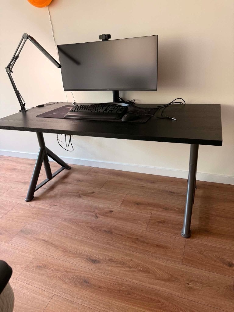 Ikea IDÅSEN Desk, black/dark grey, 160x80 cm, Ophalen, 160 cm, Zo goed als nieuw, Industrieel
