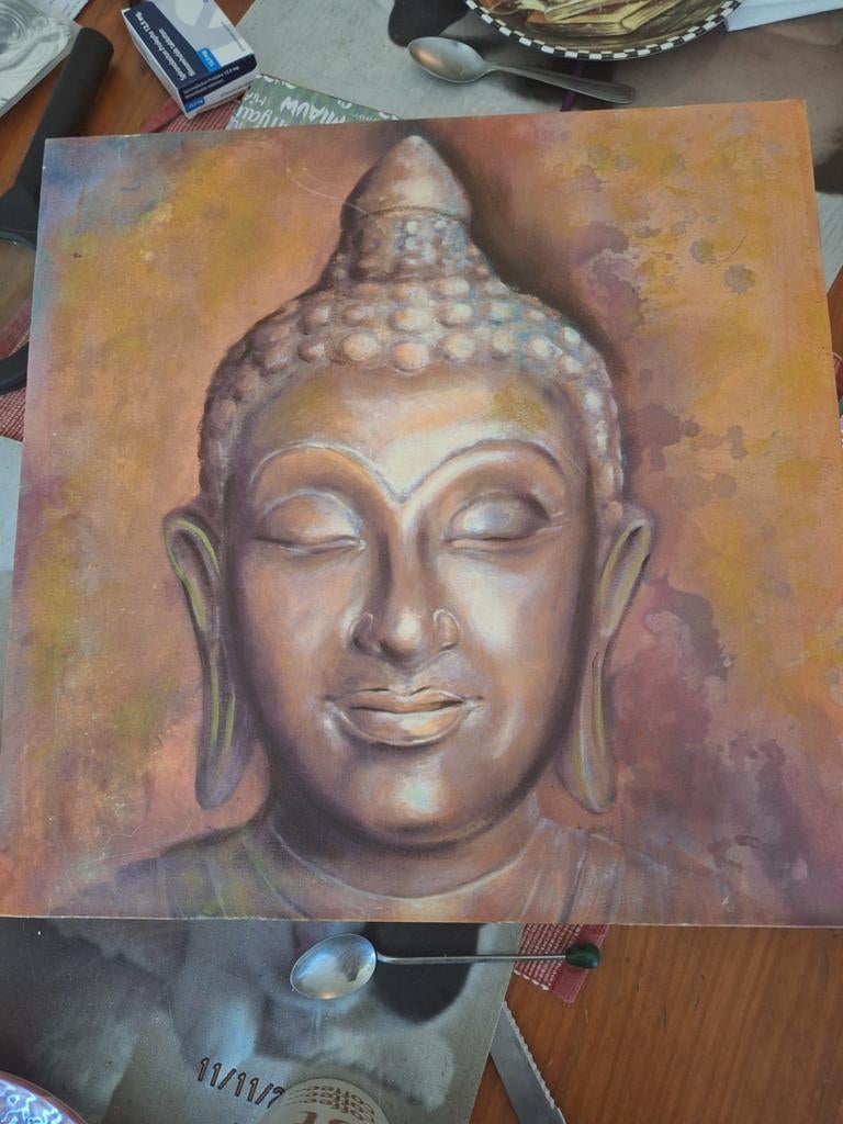Boeddha op canvas, Ophalen