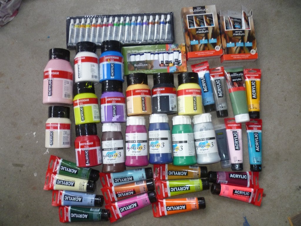Verf Acryl Acrylic Amsterdam diversen Potten 500 ml + tubes, Hobby en Vrije tijd, Schilderen, Ophalen, Zo goed als nieuw, Acrylverf