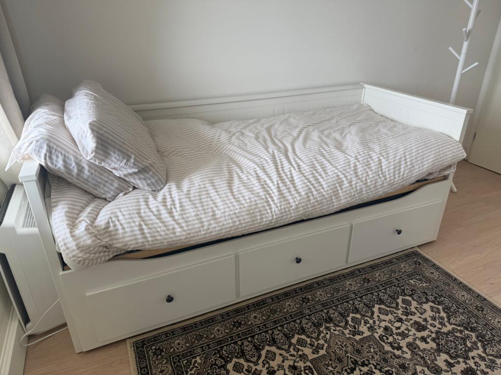 IKEA HEMNES bed  met 3 opberglades wit 80x200 tot 160x200, Huis en Inrichting, Slaapkamer | Bedden, Ophalen, Wit, Tweepersoons