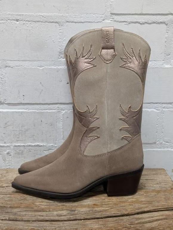 DWARS - Leren western boots maat 39 - Nieuw €179,95 - DWRS, Kleding | Dames, Schoenen, DWRS, Hoge laarzen, Beige, Nieuw