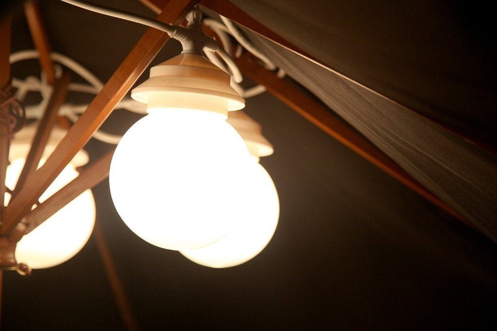 4 Bol Verlichting 7,5 meter 4 bollen voor partytent/elders, Kunststof, De Amert 152 5462GH Veghel, Grizzly Outdoor, Minder dan 50 watt