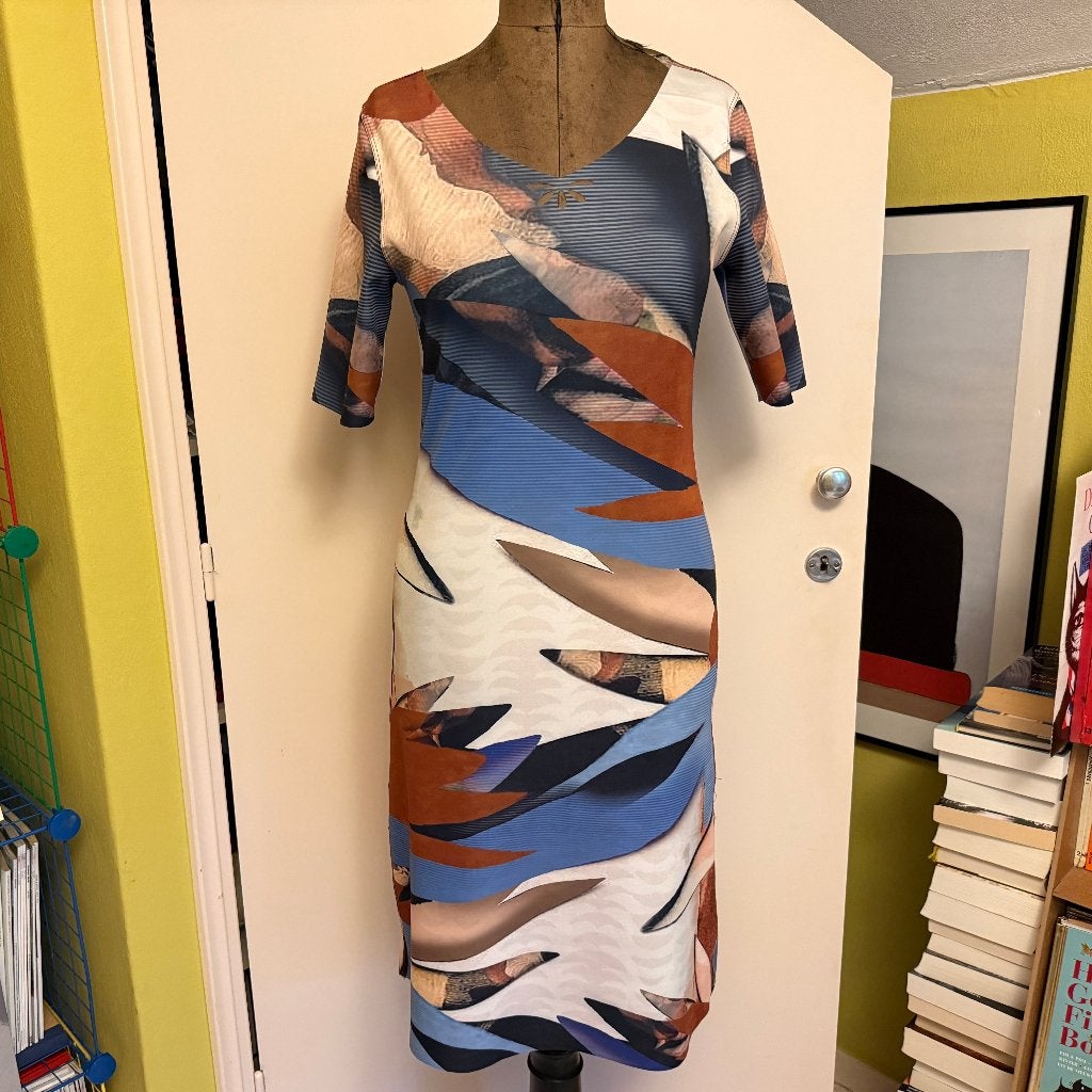 Lizzy & Coco reversible travelstof jurk Mt 38, Kleding | Dames, Jurken, Maat 38/40 (M), Knielengte, Meerkleurig, Verzenden