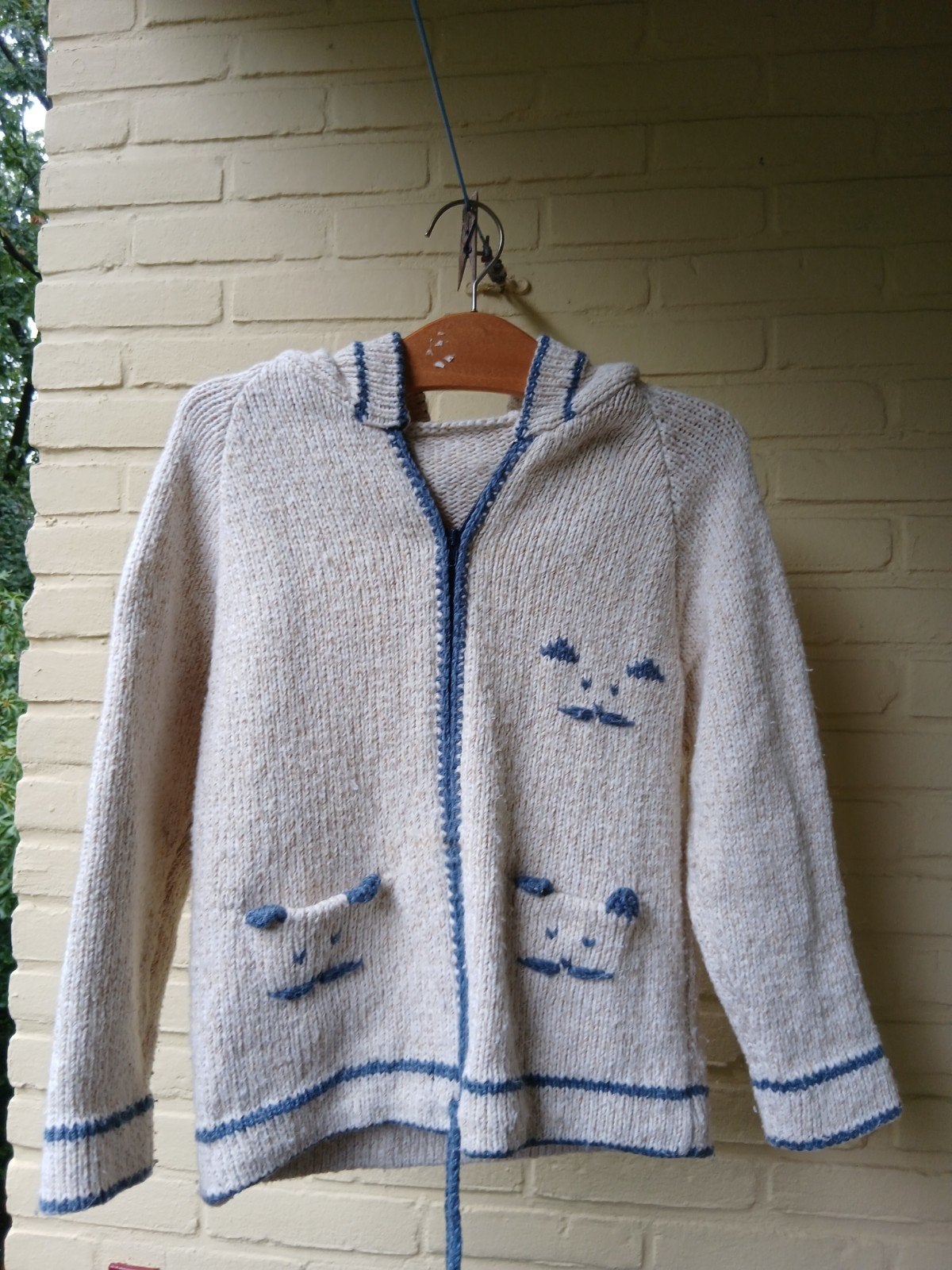 Handgebreid vest met capuchon en zakken, Ophalen, Gebruikt, Jongen of Meisje
