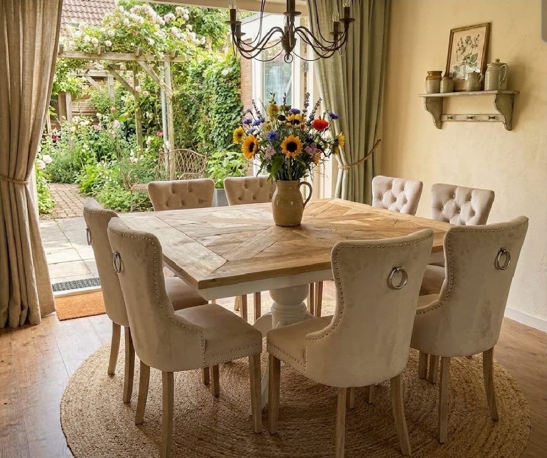 Landelijke Eettafel mozaik  Jörg 150/150 cm, Ophalen, 100 tot 150 cm, 200 cm of meer, Zo goed als nieuw