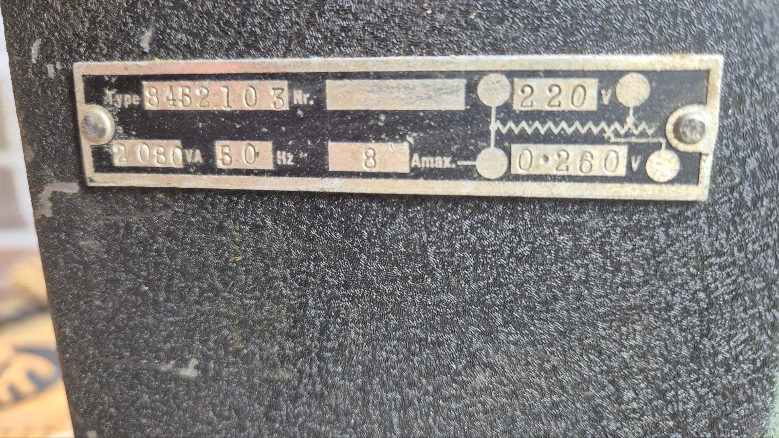 Variac transformator 220V naar 0-260V, 8A max, Ophalen, Gebruikt