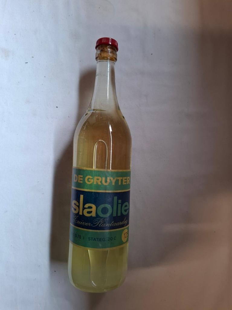 De Gruyter volle fles Slaolie in goede staat, Verzamelen, Merken en Reclamevoorwerpen, Ophalen of Verzenden, Zo goed als nieuw
