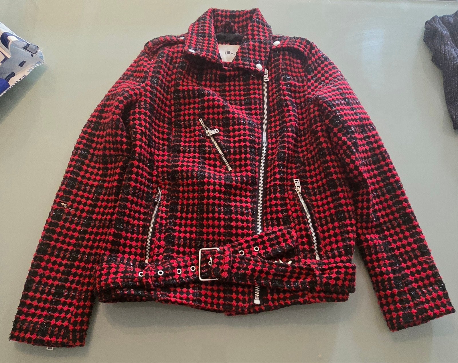 LTB geruit bikerjack - rood/zwart - maat M, Maat 38/40 (M), Nieuw, Ophalen of Verzenden, LTB
