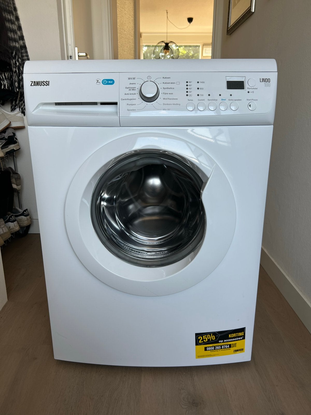 Zanussi Lindo 100 Wasmachine - 7kg, 1400 toeren, Witgoed en Apparatuur, Ophalen, Gebruikt, Voorlader, 85 tot 90 cm
