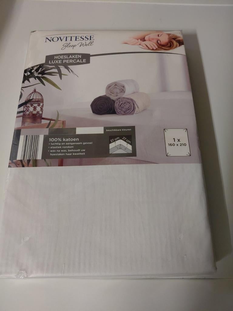 Novitesse Luxe Percale Hoeslaken 160x210 cm, Huis en Inrichting, Overige kleuren, Hoeslaken of Sloop, Ophalen of Verzenden, Nieuw
