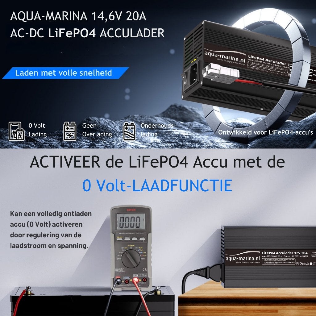 LiFePO4 Acculader 12V 20A – Slimme Lader SB50-aansluiting, Aqua-Marina.NL, Nieuw, Info@aqua-marina.nl, Hoornseweg 17-03, 1775RB  Middenmeer