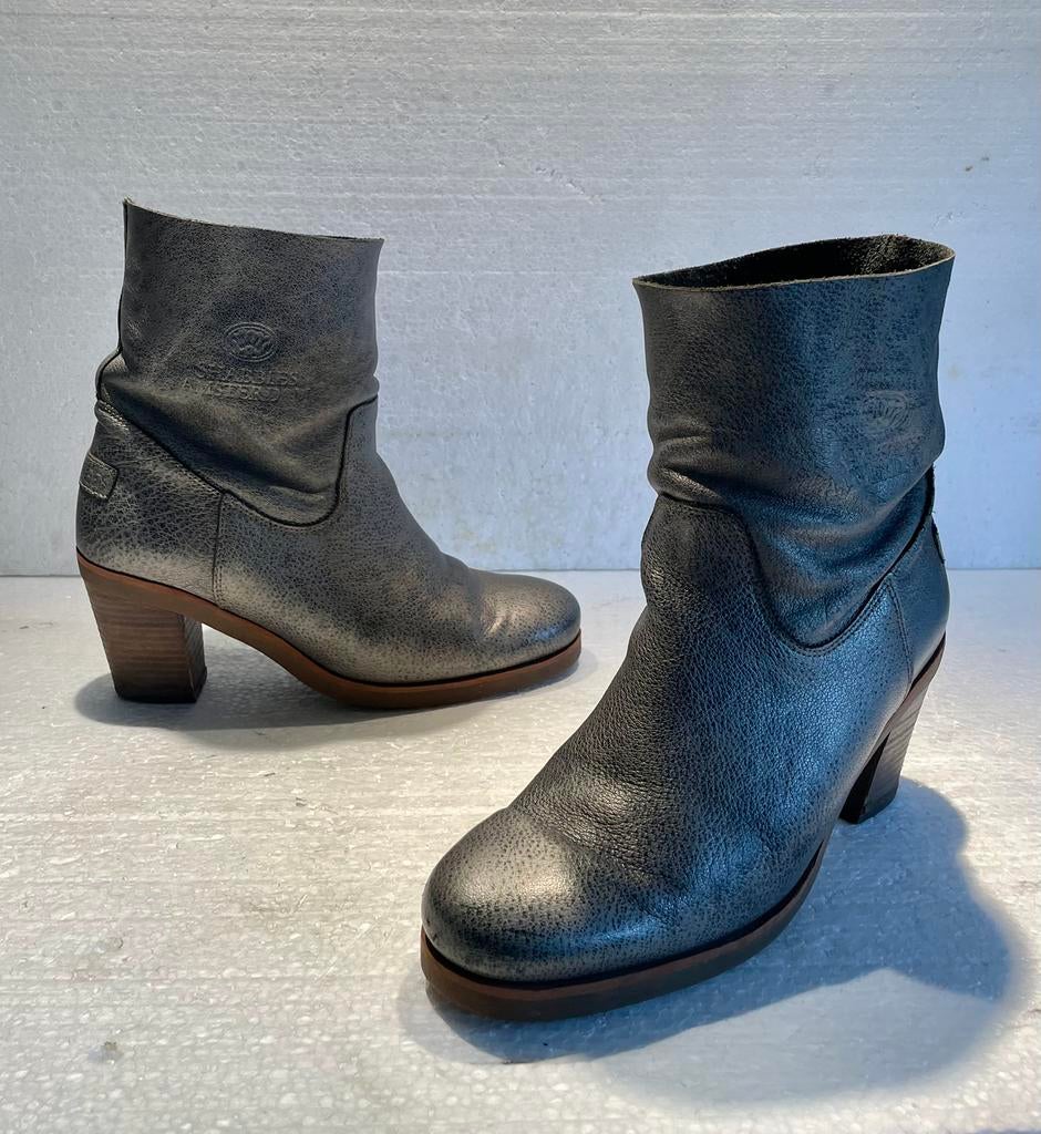 Shabbies Amsterdam enkel laarzen met hoge hakken zilver 40, Overige kleuren, Lage of Enkellaarzen, Ophalen of Verzenden, Zo goed als nieuw