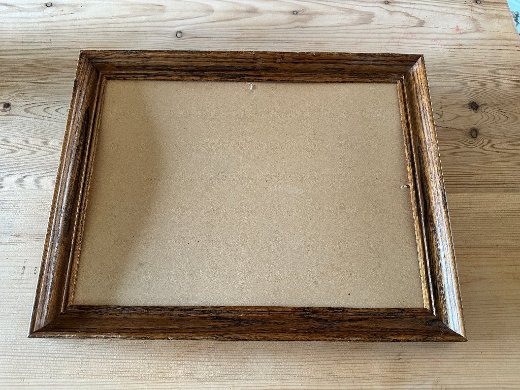 Grote houten lijst, 46 cm x 36 cm, Ophalen, Bruin, Overige typen, Met ophangsysteem