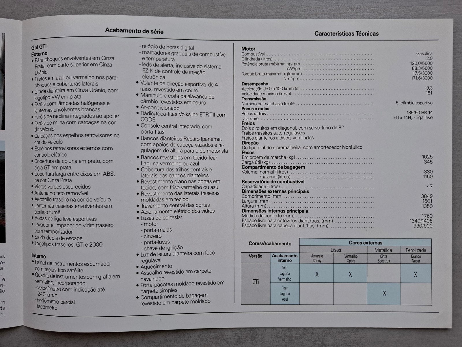 Braziliaanse Volkswagen Gol GTi folder - 1992, Ophalen of Verzenden, Zo goed als nieuw, Volkswagen