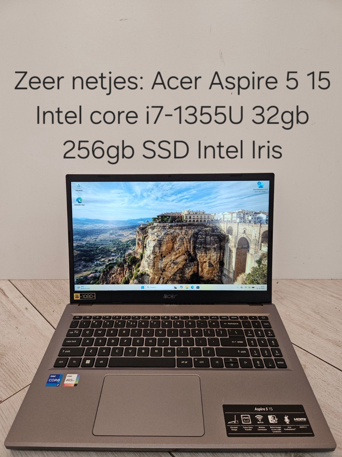 zeer netjes: Acer Aspire 5 15 i7-1355U 32gb 256gb Intel Iris, Computers en Software, EenvoudPc B.V., Met videokaart, Intel Core i7-1355U